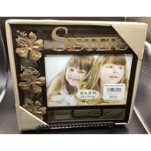 New Metal‎ Accent Picture Frame 6x4 Photo-"Chance Made Us Sisters" NIB Decor